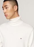 White Cotton Cashmere Roll Neck Jumper  Men
