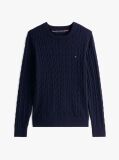 Blue Cable Knit Crew Neck Jumper  Men