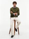 Green Cable Knit Crew Neck Jumper  Men