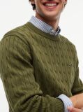 Green Cable Knit Crew Neck Jumper  Men