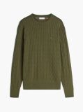 Green Cable Knit Crew Neck Jumper  Men