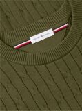 Green Cable Knit Crew Neck Jumper  Men