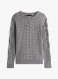 Grey Cable Knit Crew Neck Jumper  Men