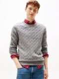 Grey Cable Knit Crew Neck Jumper  Men