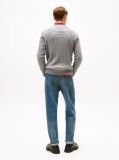Grey Cable Knit Crew Neck Jumper  Men