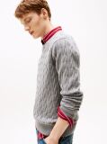 Grey Cable Knit Crew Neck Jumper  Men