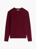 Red Cable Knit Crew Neck Jumper  Men