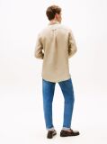 Beige Pigment Dyed Linen Regular Fit Shirt  Men