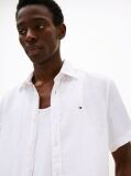 White Short Sleeve Regular Fit Linen Shirt  Men