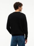 Black Crew Neck Textured Knit Jumper  Men