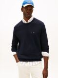 Blue Crew Neck Textured Knit Jumper  Men