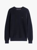 Blue Crew Neck Textured Knit Jumper  Men