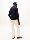 Blue Crew Neck Textured Knit Jumper  Men