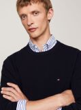 Blue Crew Neck Textured Knit Jumper  Men