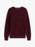 Red Crew Neck Textured Knit Jumper  Men