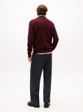 Red Crew Neck Textured Knit Jumper  Men