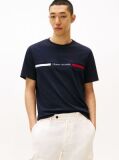 Blue Crew Neck Logo Panel T-Shirt  Men