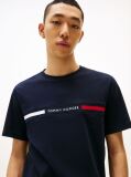 Blue Crew Neck Logo Panel T-Shirt  Men