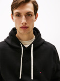 Black Drawstring Fleece Hoody  Men