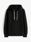 Black Drawstring Fleece Hoody  Men