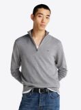Grey Half-Zip Mock Turtleneck Jumper  Men