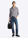 Grey Half-Zip Mock Turtleneck Jumper  Men