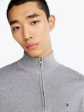 Grey Half-Zip Mock Turtleneck Jumper  Men