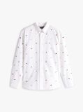 White Relaxed Fit Flag Embroidery Oxford Shirt  Men