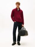 Red Ribbed French Terry Quarter-Zip Jumper  Men