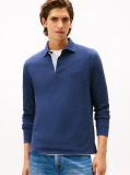 Blue Long-Sleeve Tonal Monotype Reglar Polo  Men
