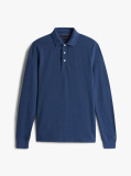 Blue Long-Sleeve Tonal Monotype Reglar Polo  Men
