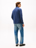Blue Long-Sleeve Tonal Monotype Reglar Polo  Men