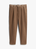 Brown Harlem Pleated Tapered Corduroy Chinos  Men