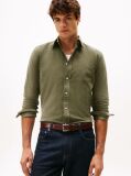 Green Regular Fit Flag Embroidery Corduroy Shirt  Men
