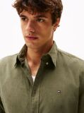 Green Regular Fit Flag Embroidery Corduroy Shirt  Men