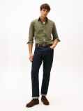 Green Regular Fit Flag Embroidery Corduroy Shirt  Men