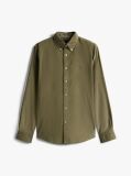 Green Regular Fit Flag Embroidery Corduroy Shirt  Men