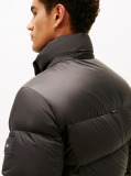 Black Water Repellent Down Hooded Puffer Jacket  Men
