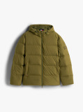 Green Water Repellent Down Hooded Puffer Jacket  Men