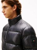 Black Shiny Water Repellent Down Puffer Jacket  Men