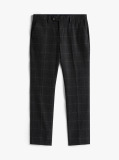 Grey Smart Casual Denton Brushed Check Straight Leg Chinos  Men