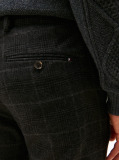 Grey Smart Casual Denton Brushed Check Straight Leg Chinos  Men