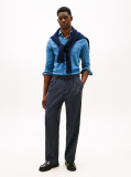 Blue Smart Casual Wool Blend Trousers  Men