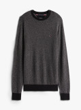 Grey Herringbone Knit Jumper With Cashmere  Men