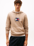 Beige Flag Graphic Drawstring Hoody  Men