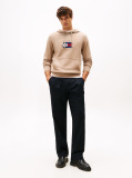 Beige Flag Graphic Drawstring Hoody  Men