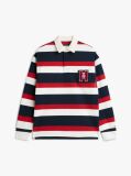Multi Logo Appliqué Stripe Relaxed Rugby Shirt  Men