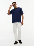 Blue Mixed Texture T-Shirt  Men