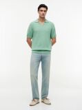 Green Regular Fit Knit Polo Shirt  Men