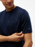 Blue Embossed Logo Interlock Knit T-Shirt  Men
